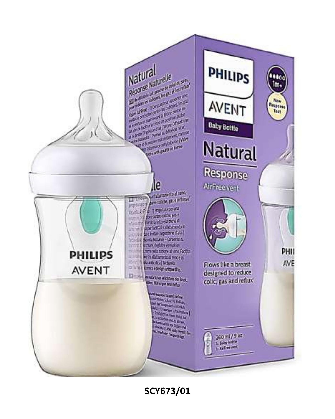 Tetero Biberón Natural 9oz/260ml  Con Válvula Antirreflujo  AVENT