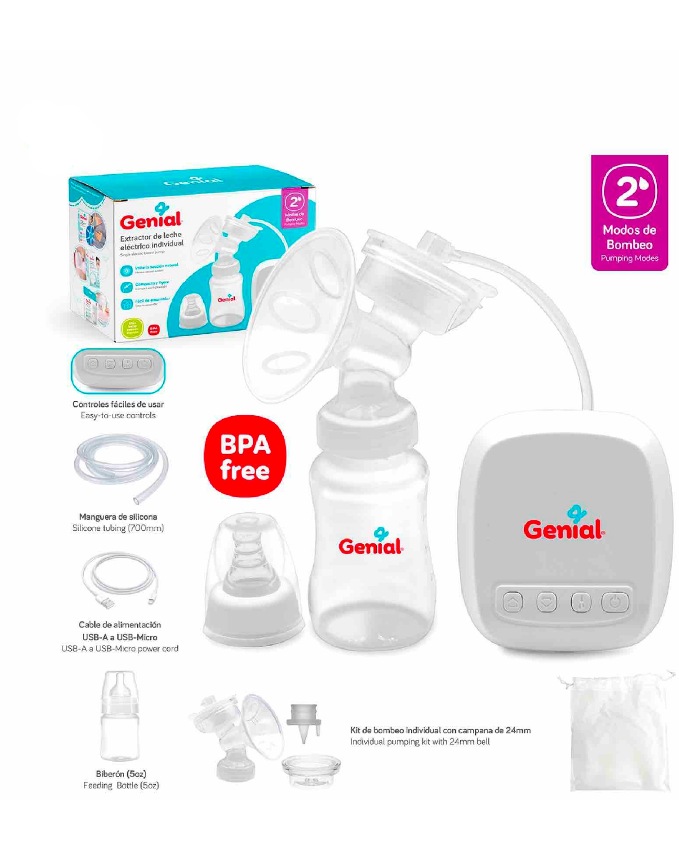 EXTRACTOR DE LECHE ELECTRICO INDIVIDUAL.